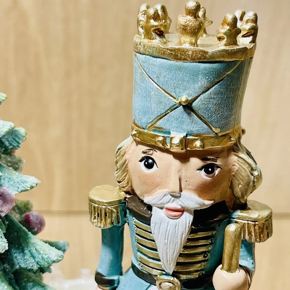 Christmas Figurines Decorations Winter Princess Nutcracker Set Of 2 On Pedestals